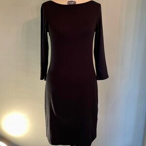 NWT Black cotton knit LS Dress Boatneck Gap Small